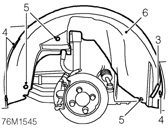 Front wheel arch liner – Remove road wheel(s).