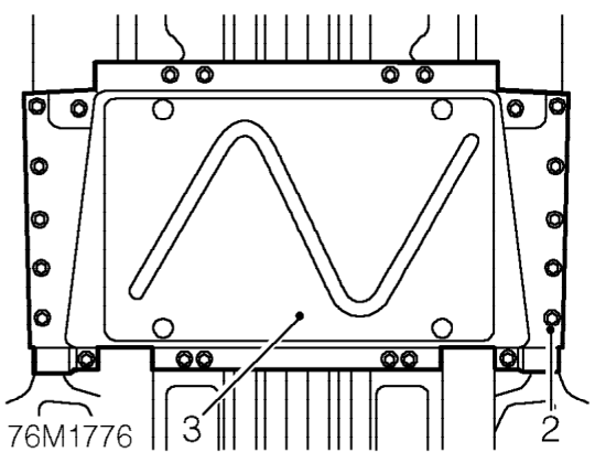Panel - front underbelly - centre – Raise vehicle on a 2 post ramp.