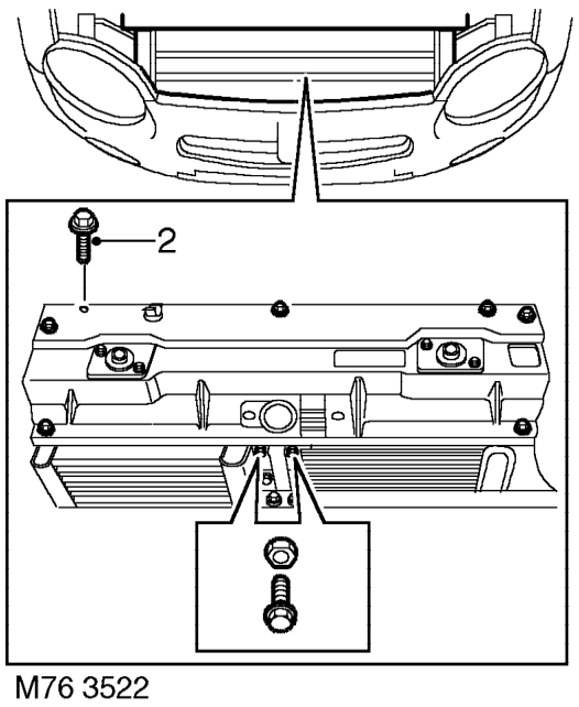 Bonnet locking platform - r/r access – Remove front bumper valance. See this section.