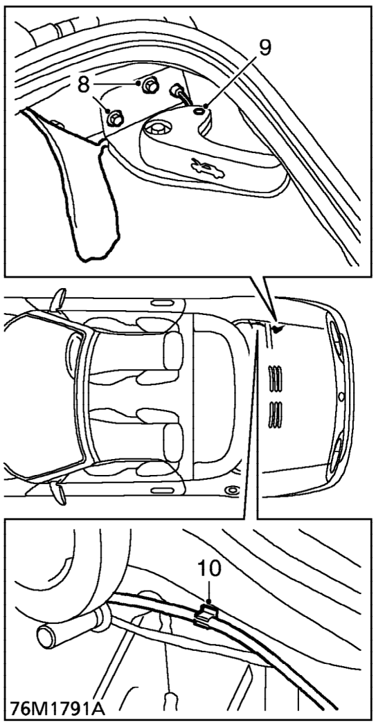 Remove hoodwell trim. See Interior trim components.