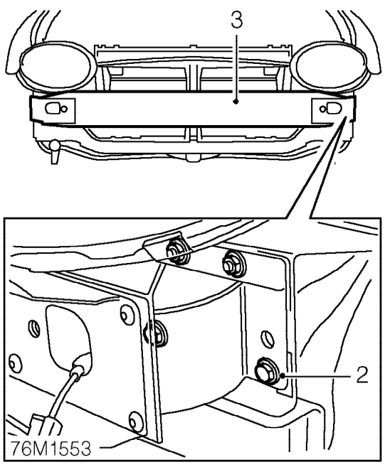 Front bumper armature – Remove front bumper valance. See this section.