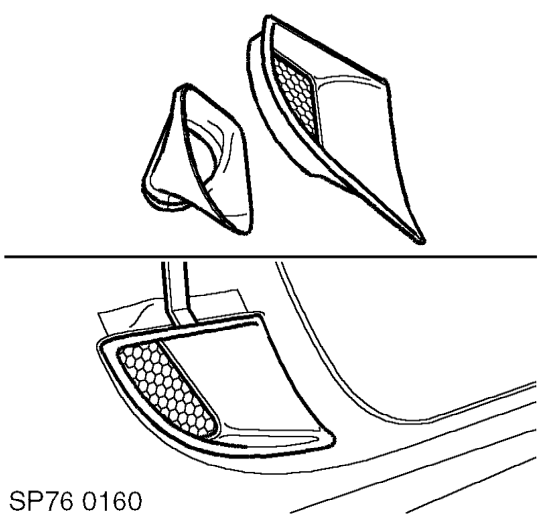 Air vent - side – Apply protective tape to paintwork around side air vent.