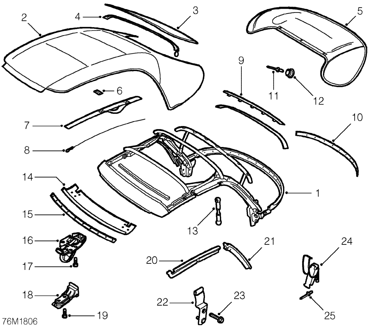 Hood assembly components - soft top