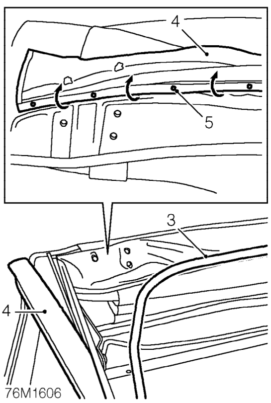Hood outer cover – Remove both ’B’ post seals. See this section.