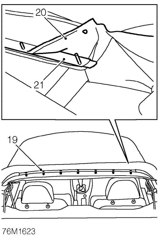 Release felt covering from 3rd hood bow.