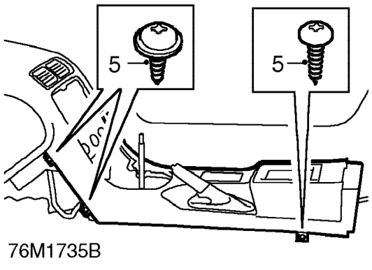 Front console – Remove both console closing panels. See this section.