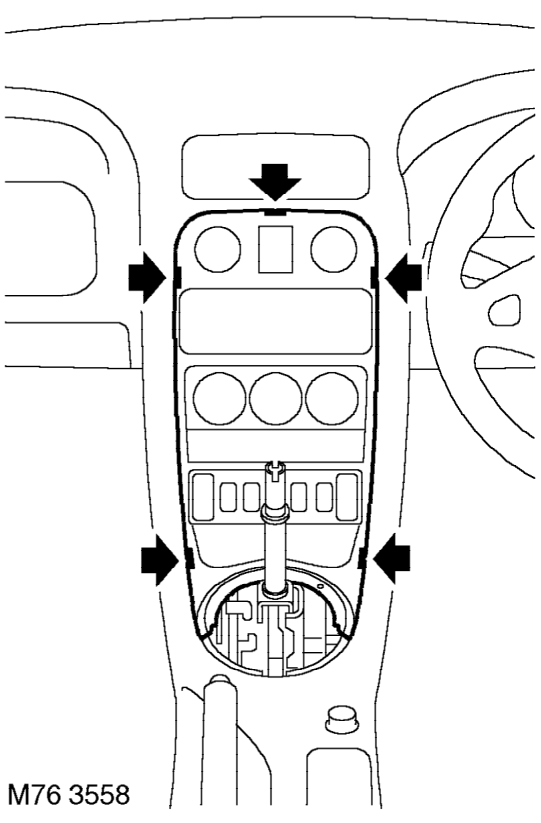 Centre console panel – Remove gear lever gaiter. See this section.