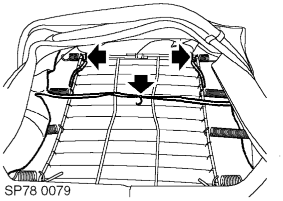 Cover - squab - front seat – Noting the fitted position, release shock cords from pullmaflex and seat frame.