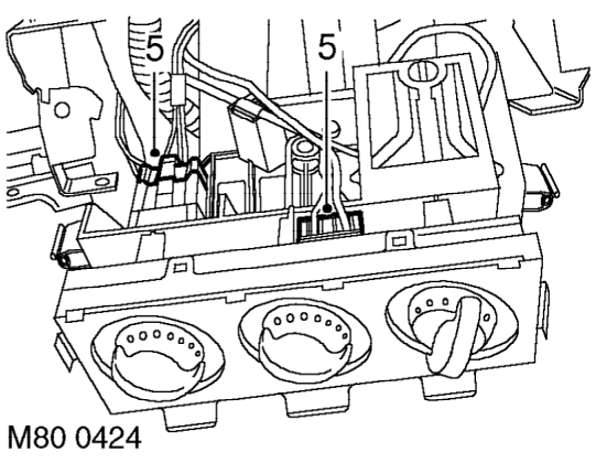Controls - heater – Remove 4 screws securing heater controls and release controls from support bracket.