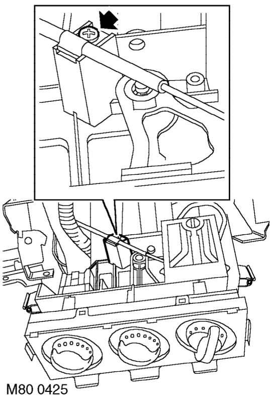 Loosen screw securing temperature control outer cable and release inner cable from control