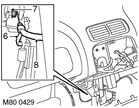 Cable - air distribution control – Release cable from controls.