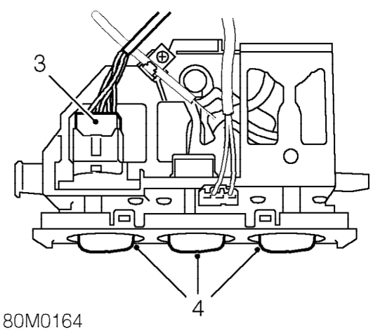 Heater fan switch – Remove 4 screws securing heater control unit to fascia and position control unit aside.