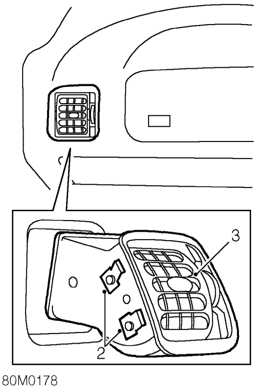 Face level vent - lh – Remove glovebox. See BODY, Interior trim components.