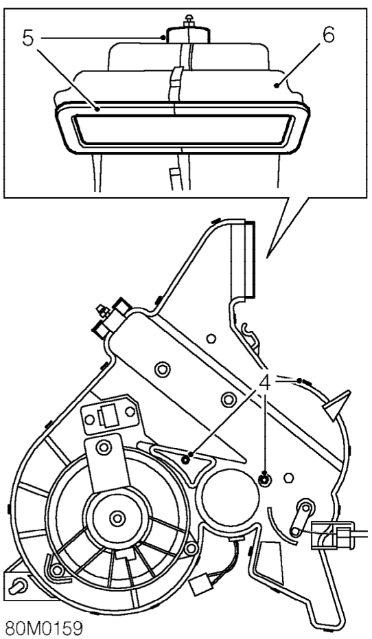 Heater matrix – Release harness from 2 clips and position aside.