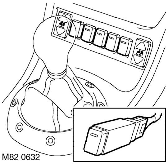 Control switch – Remove console closing panel. See BODY, Interior trim components.
