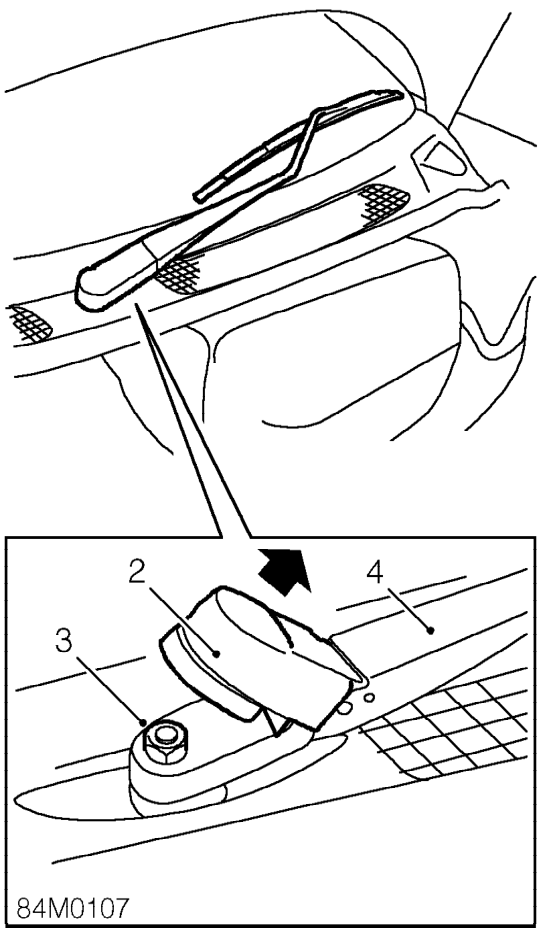 Wiper arm – Open bonnet.