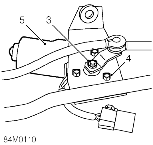 Wiper motor – Release multiplug clip from linkage.
