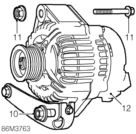 Alternator - non air conditioning – Disconnect cables from alternator.