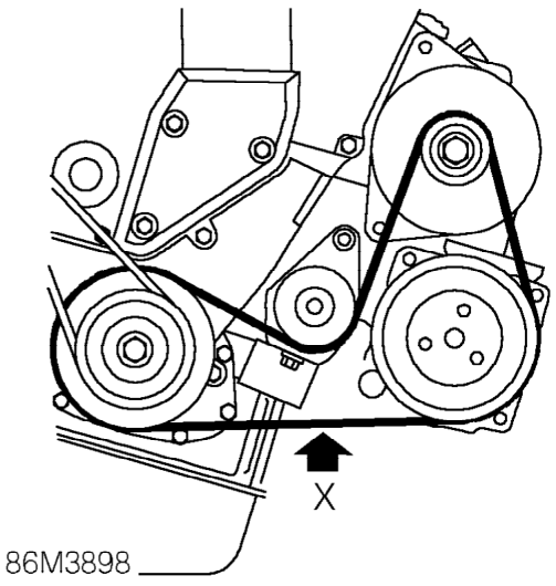 Tighten drive belt tensioner pulley securing nut to 25 Nm.