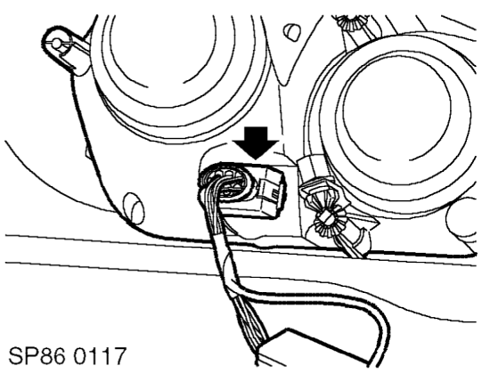 Headlamp assembly – Remove 4 bolts securing headlamp assembly to front panel and release headlamp assembly.