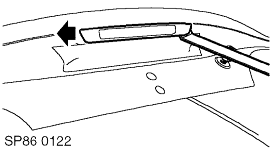 Lamp assembly - centre high mounted stop (chmsl) – Disconnect CHMSL multiplug and release harness grommet.