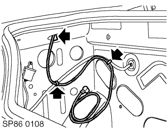 Remove luggage compartment trim. See BODY, Interior trim components.