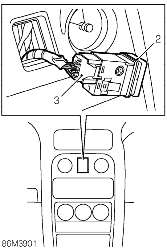 Hazard warning lamp switch – Release radio from console. See this section.