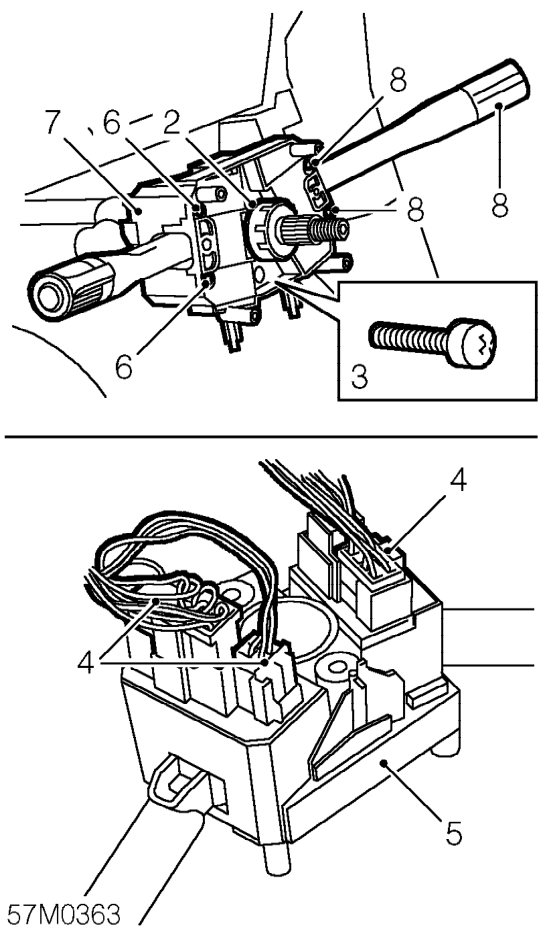 Steering column switch pack – Remove rotary coupler. See GENERAL INFORMATION, SRS Precautions.