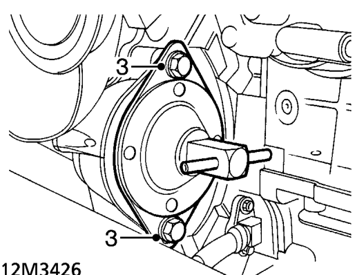 Crankshaft front pulley – Remove starter motor. See ELECTRICAL, Repairs.