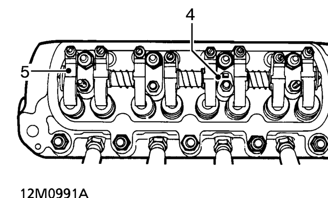 Rocker shaft assembly – Loosen in the sequence shown the 13 nuts securing rocker shaft brackets and cylinder head 