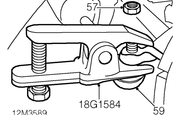 Fit a wedge between suspension arm and subframe, lower suspension onto wedge and remove ja