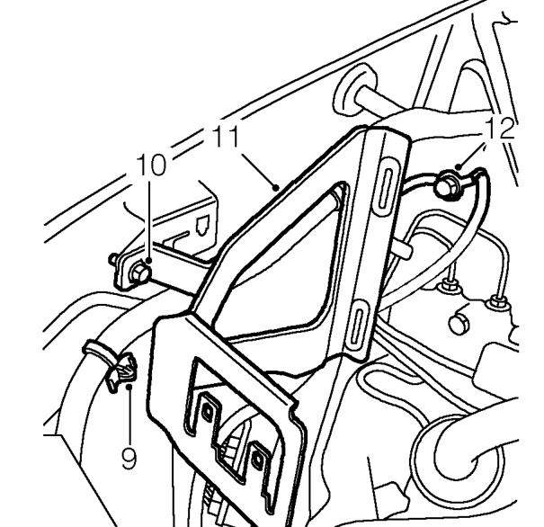 Flywheel housing cover – Release engine compartment fuse box from ECM mounting bracket.