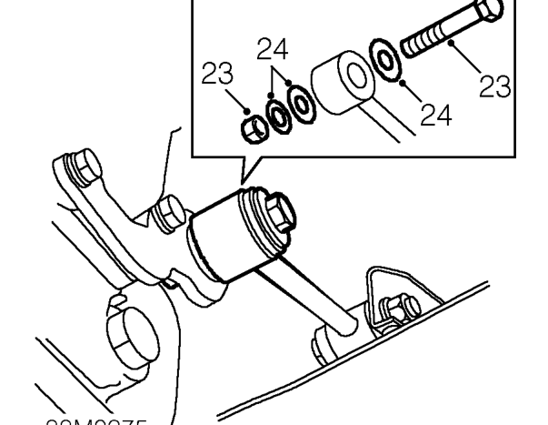 Remove slave cylinder mounting bracket and collect spacer.