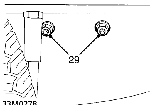 Fit wooden block to jack and position jack to support engine.