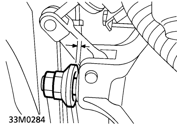 Depress clutch pedal to load clutch lever and remove any free play.