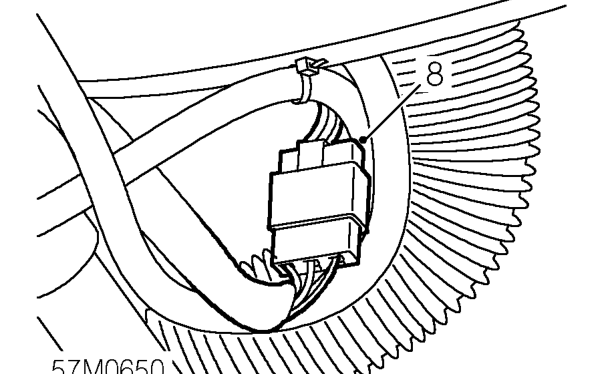 Steering rack and pinion – Disconnect multiplug from rotary coupler.
