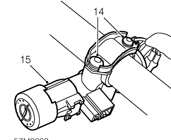 Centre punch shear bolts securing lock to column.