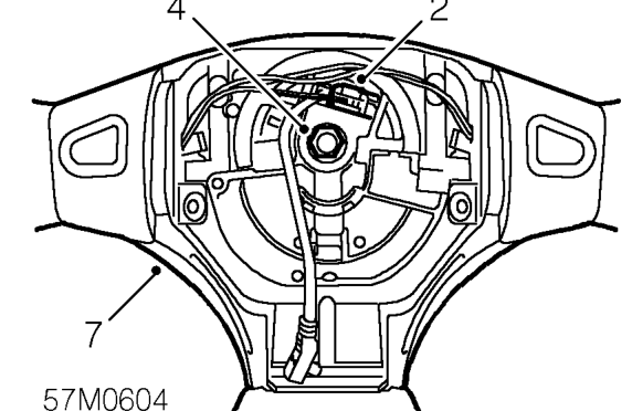 Steering wheel – Remove driver’s airbag module. See RESTRAINT SYSTEMS, Repairs.