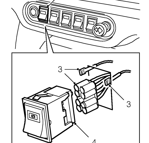 Brake failure warning switch – Remove 2 screws securing heater to fascia lower rail and lower heater.
