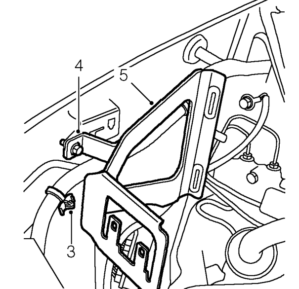 Pressure reducing valve – Release engine compartment fuse box from ECM mounting bracket.