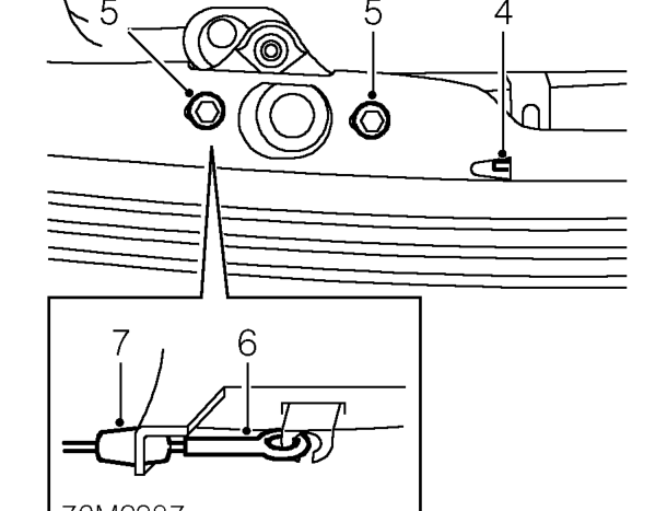 Bonnet release cable – Release clip securing cable to body.