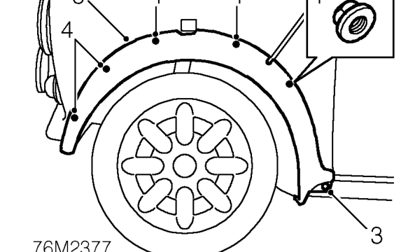 Front wheel arch extension – Raise front of vehicle, one side.