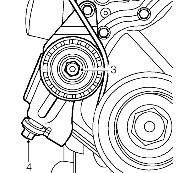 Auxiliary drive belt – Remove nut and bolt securing drive belt cover and remove cover.