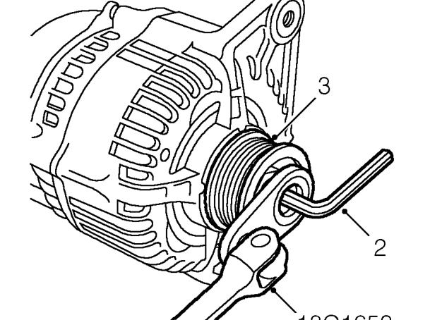Alternator pulley – Remove auxiliary drive belt. See this section.