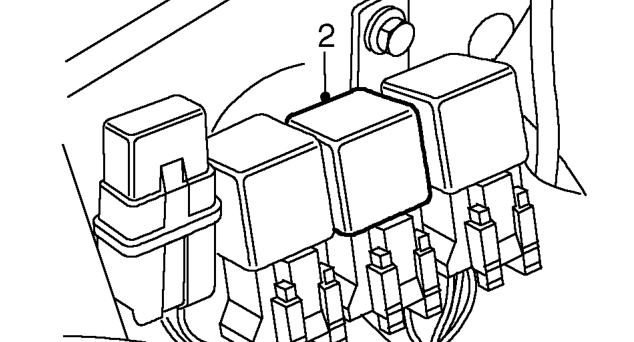 Fog/driving lamp relay – Open bonnet.