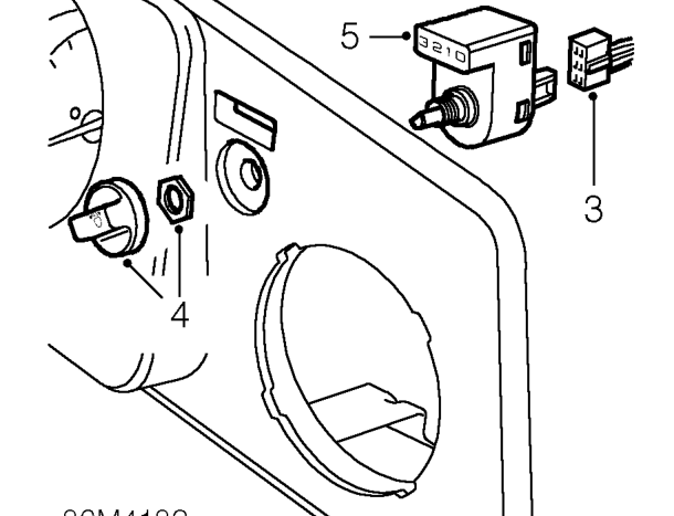 Headlamp levelling switch – Remove air vent hose.