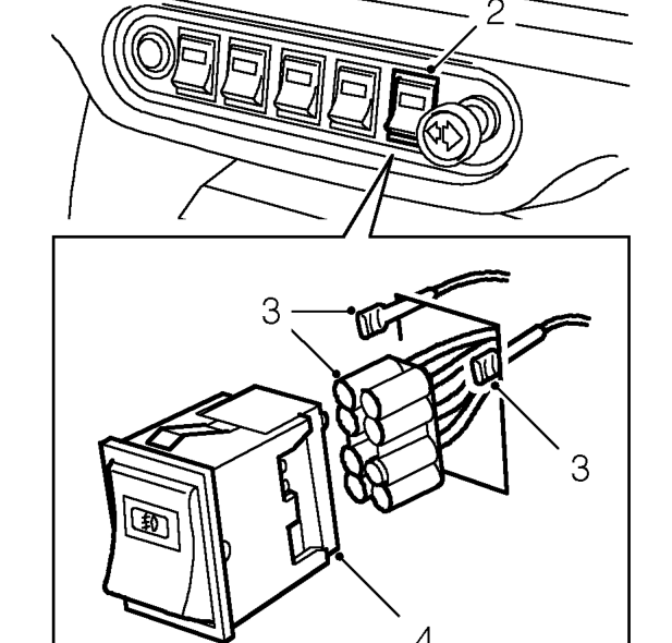 Driving/fog lamp switch – Remove 2 screws securing heater to fascia lower rail and lower heater.