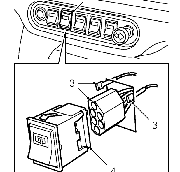Heated rear screen switch – Remove 2 screws securing heater to fascia lower rail and lower heater.