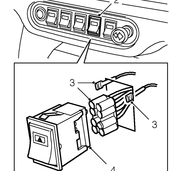Hazard warning light switch – Remove 2 screws securing heater to fascia lower rail and lower heater.