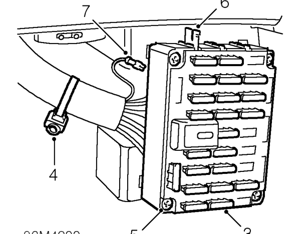 Passenger compartment fuse box – Release turnbuckle and remove fuse box cover.